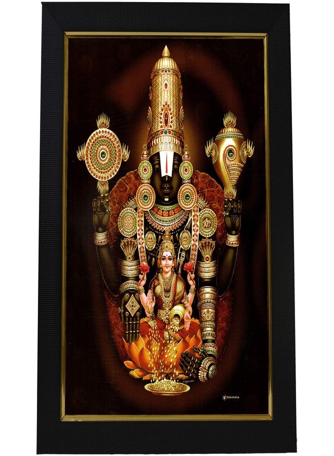 101Temples - Divinity Eternity Spirituality Venkateswara Swamy Tirupati Balaji Hrudhya Lakshmi Devi God Wood Photo Frame - 13 X 10 Inches - Image 1